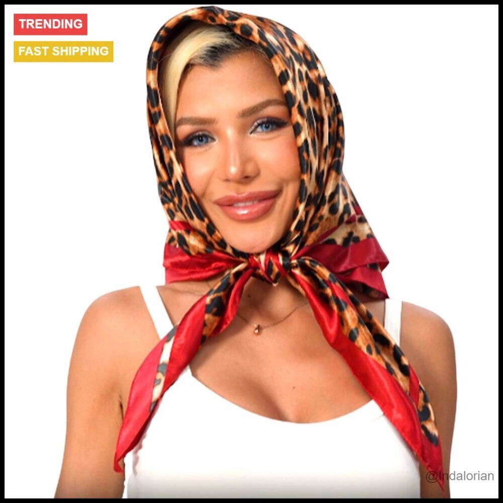 Silk-Like Square Scarf Multifunctional Hair Neck Bag Accessory 35 Inch